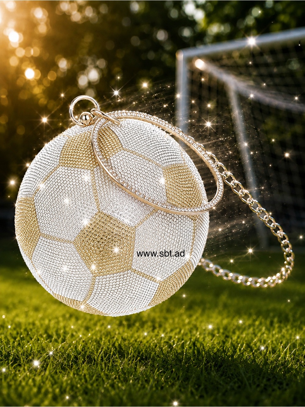 NEW BLING SWAROVSKI CRYSTAL RHINESTONE SOCCER CLUTCH HANDBAG PURSE + Gift